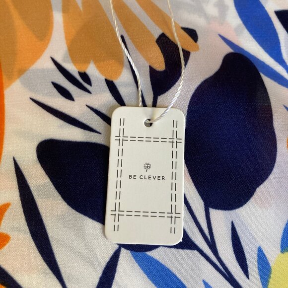 Floral Flower Scarf Wrap Multicolor Square Summer 27" X 27" Orange Blue Yellow - Picture 11 of 13